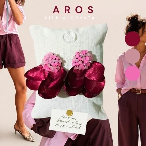 AROS SILK & CRYSTAL - Bordó y Rosa