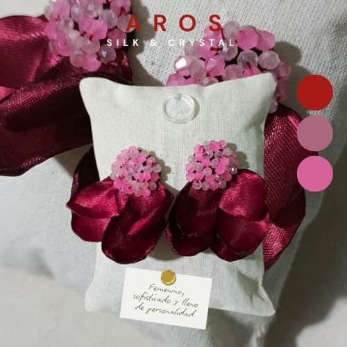AROS SILK & CRYSTAL - Bordó y Rosa - Imagen 2