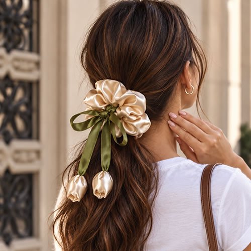 Scrunchie Tulipán Champagne - Imagen 2
